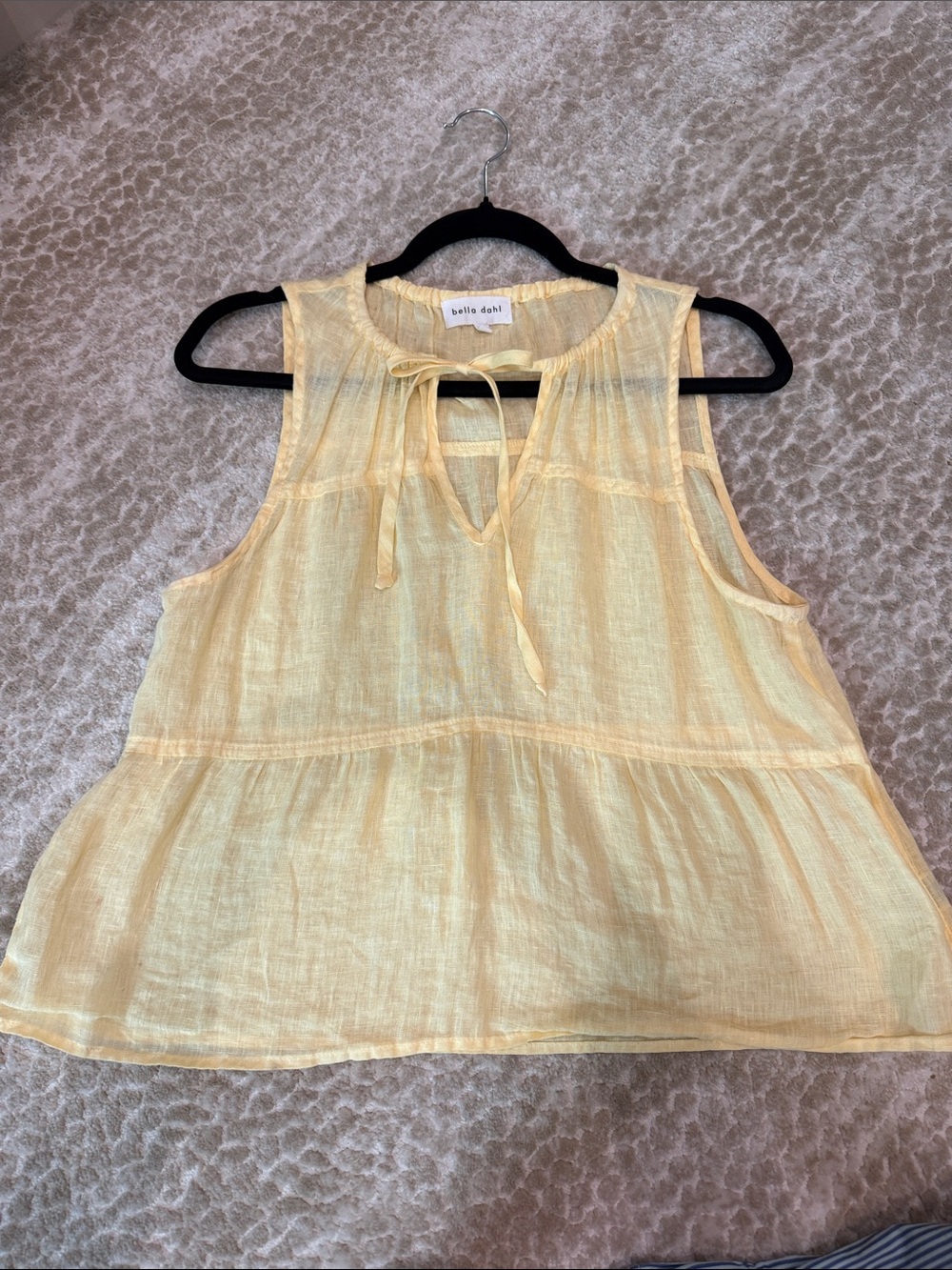 Bella Dahl Pale Yellow Tie-Neck Sleeveless Camisole